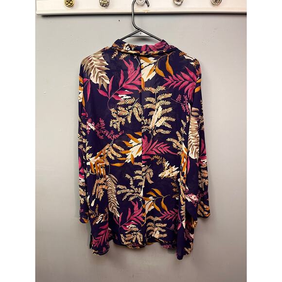 designs & Co Lane Bryant button front top Womens Plus size 22/24‎ Purple Sheer - Picture 1 of 9